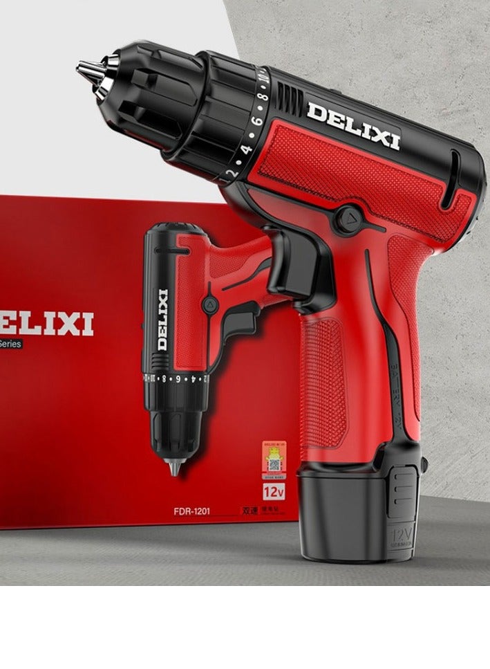 Delixike 12V Electric Cordless Drill,10mm Keyless Chuck Electric Screwdriver Mini Driver, 2 Gear Speed, for Wood Cement Concrete Ceiling Brick Wall - Image 1