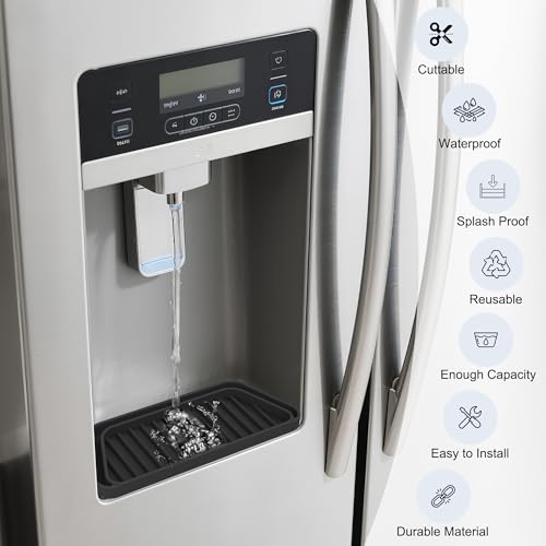 KindGa Refrigerator Drip Catcher Tray,Protector Ice and Water Dispenser Pan,Fridge Spills Water Pad Catch Basin for Drainage 2 Pack (Rectangular,Black) - Image 2