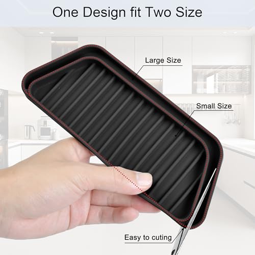 KindGa Refrigerator Drip Catcher Tray,Protector Ice and Water Dispenser Pan,Fridge Spills Water Pad Catch Basin for Drainage 2 Pack (Rectangular,Black) - Image 4