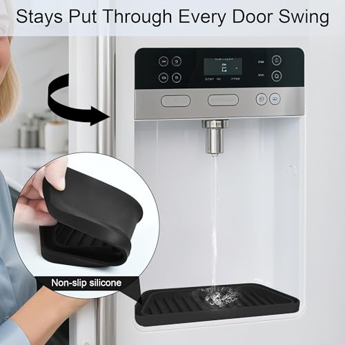 KindGa Refrigerator Drip Catcher Tray,Protector Ice and Water Dispenser Pan,Fridge Spills Water Pad Catch Basin for Drainage 2 Pack (Rectangular,Black) - Image 5