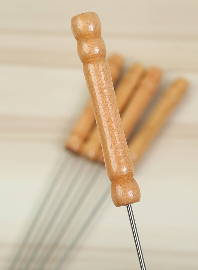 12Pcs Barbecue Skewer Stainless Steel Needles Sticker With Wooden Handle Outdoor Grill Accessories - Image 2