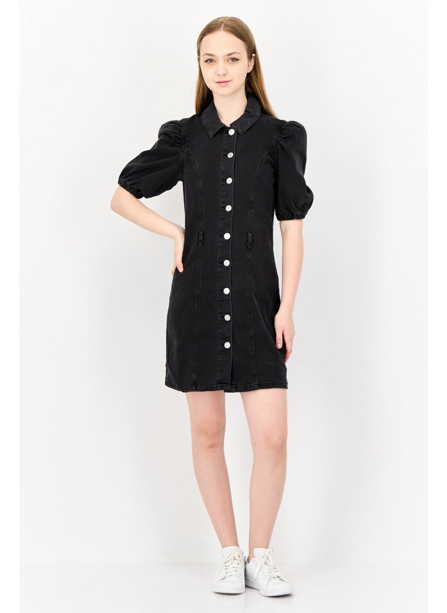 ONLY Women Washed Denim Mini Dress, Black  - Image 4