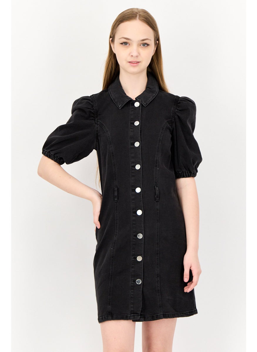ONLY Women Washed Denim Mini Dress, Black  - Image 1