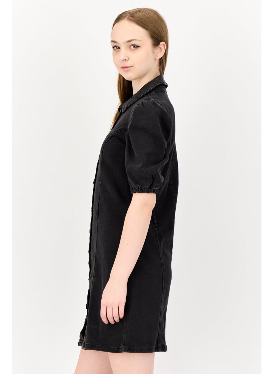ONLY Women Washed Denim Mini Dress, Black  - Image 2