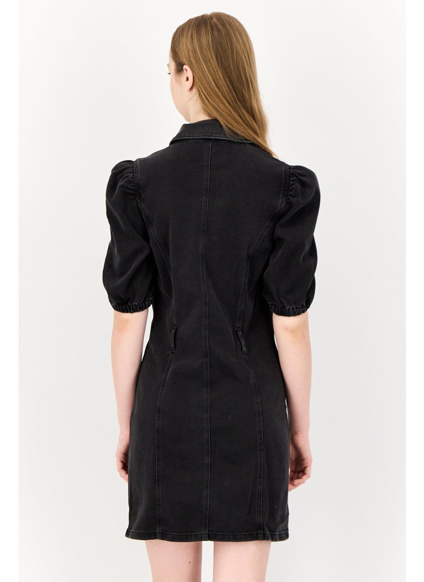 ONLY Women Washed Denim Mini Dress, Black  - Image 3