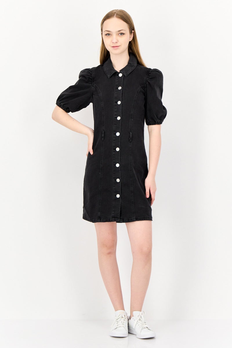 ONLY Women Washed Denim Mini Dress, Black - Image 4