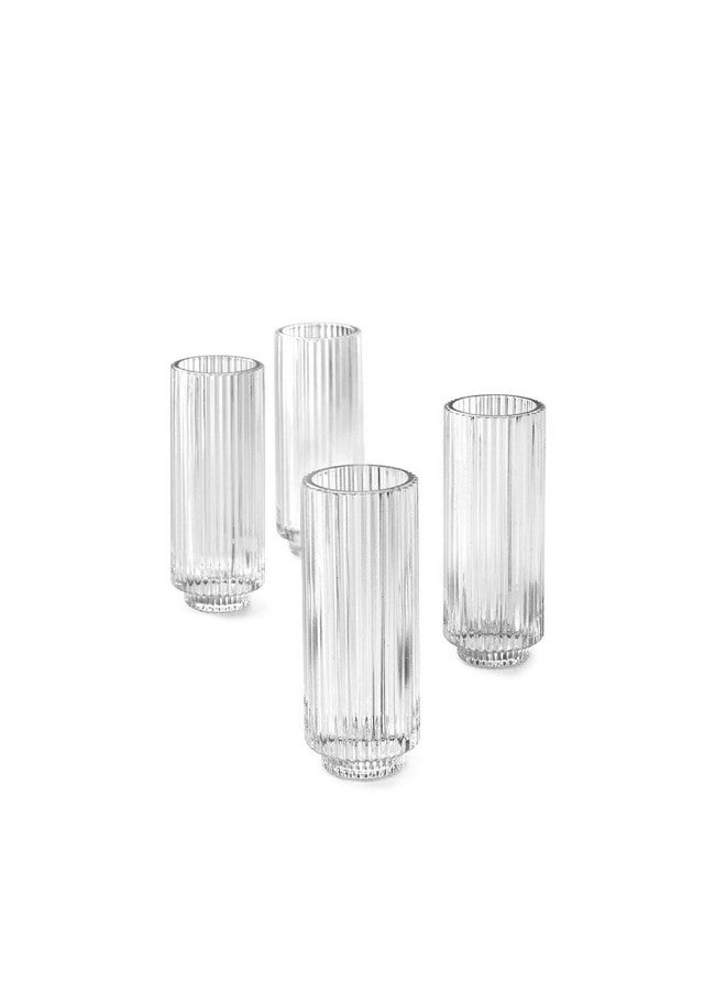 Serene Spaces Living Serene Spaces Living Set of 4 Tall Clear Ribbed Glass Votive Holder, Perfect for Weddings and Home Décor, Measures 6.25" Tall and 2.25" Diameter  - Image 1