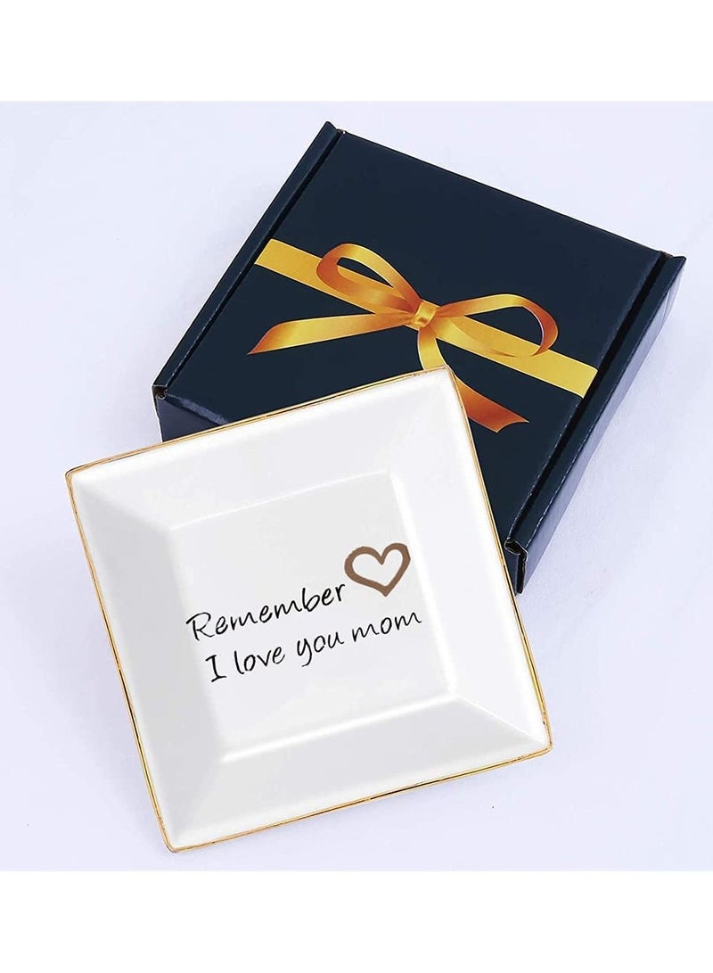 SYOSI Square Jewelry Tray, Ceramic Ring Dish, Square Trinket Tray Gift for Mom from Daughter, Mother’s Day, New Year, Birthday Gift for Mother, Decorative Jewelry Tray  - Image 4