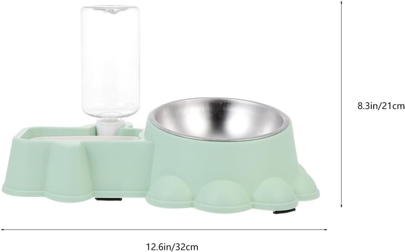 Cabilock Multifunctional Stainless Steel Dog Feeding Bowl and Automatic Water Dispenser Green Pet Food Container Suitable for Home Use - Image 2