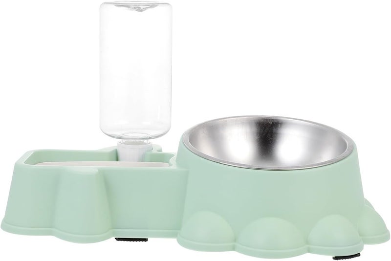 Cabilock Multifunctional Stainless Steel Dog Feeding Bowl and Automatic Water Dispenser Green Pet Food Container Suitable for Home Use - Image 1