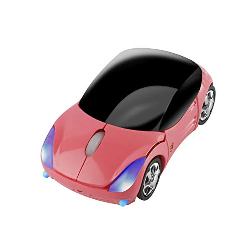CHUYI Wireless Car Mouse Small Cool Sports Car Shaped Computer Mice with USB Receiver 3 Buttons 1600DPI Portable Mini Optical Cordless Mouse for Laptop PC Computer Desktop Travel Home School Gift (Pink) - Image 1
