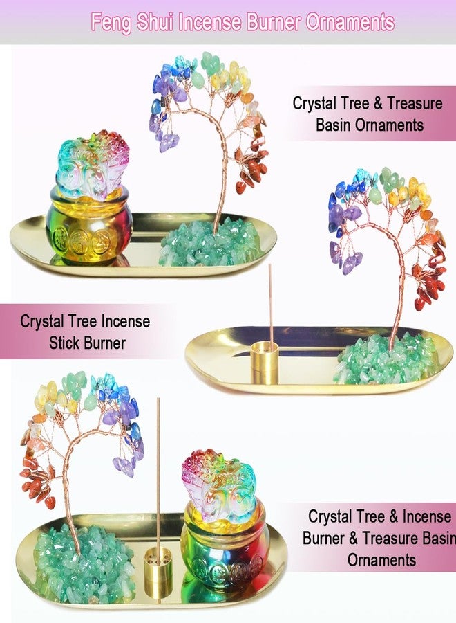 Laoybho Feng Shui Crystal Tree Incense Burner Holder, Lucky Pi Xiu Treasure Basin, Healing Crystals Tree of Life Incense Tray Money Ideal Adornment for Attracting Wealth, Yoga Meditation Decor - Colorful - Image 4