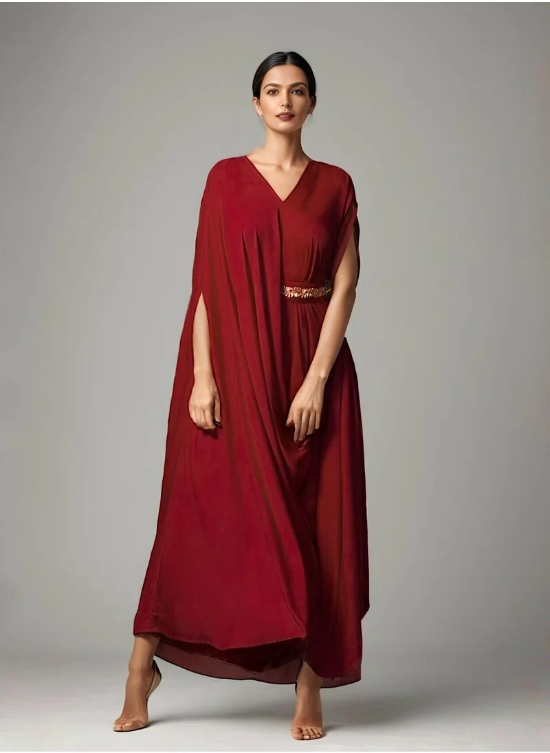 إكستاسي V-Neck Belted Maxi Dress