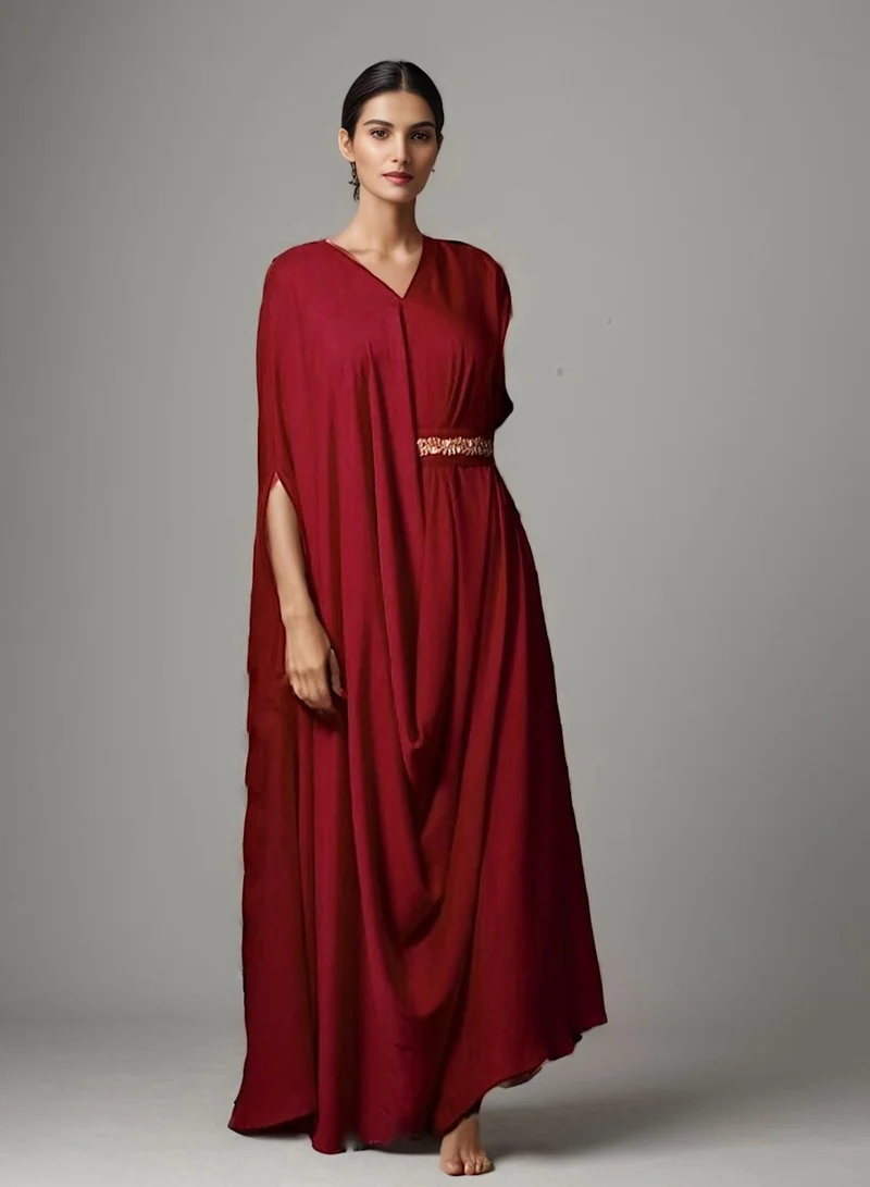 إكستاسي V-Neck Belted Maxi Dress