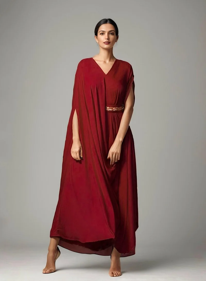 إكستاسي V-Neck Belted Maxi Dress