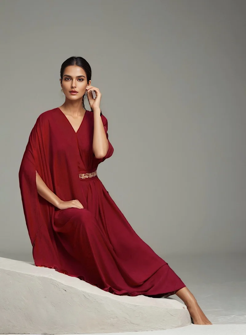 إكستاسي V-Neck Belted Maxi Dress