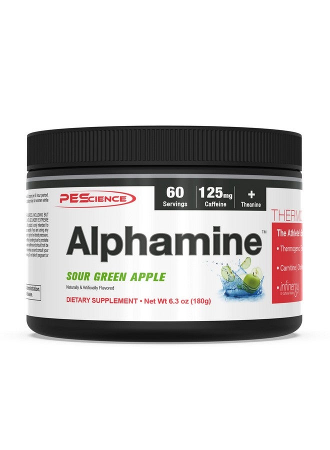 PEScience Alphamine, Sour Green Apple, 60 Scoops, Thermogenic Energy Powder with L-Carnitine - Image 1