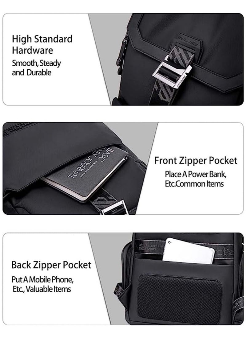 ARCTIC HUNTER - Casual Travel Laptop Backpack,Large School Book Bag with USB Charging and Headphone Port,Black - Image 1