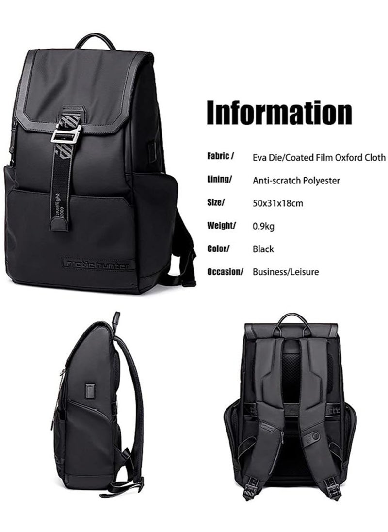 ARCTIC HUNTER - Casual Travel Laptop Backpack,Large School Book Bag with USB Charging and Headphone Port,Black - Image 1