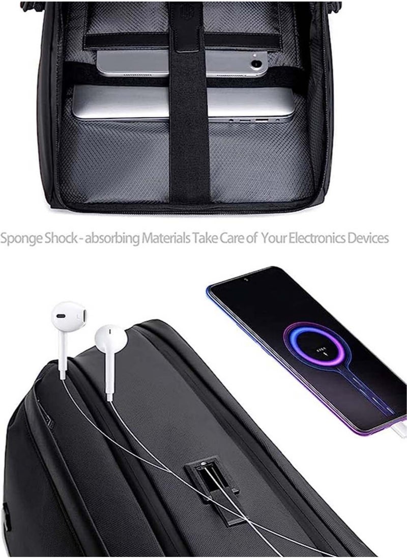 ARCTIC HUNTER - Casual Travel Laptop Backpack,Large School Book Bag with USB Charging and Headphone Port,Black - Image 1