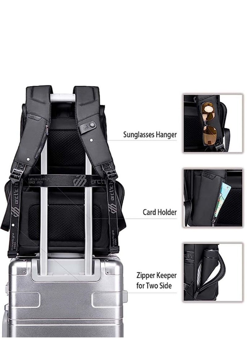 ARCTIC HUNTER - Casual Travel Laptop Backpack,Large School Book Bag with USB Charging and Headphone Port,Black - Image 1