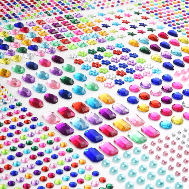 QUEENTI 2102pcs Gems Stickers, Self Adhesive Gems for Crafts Bling Rhinestones for Crafts, Assorted Shapes Jewels Rhinestones Stickers, Muticolor - Image 1