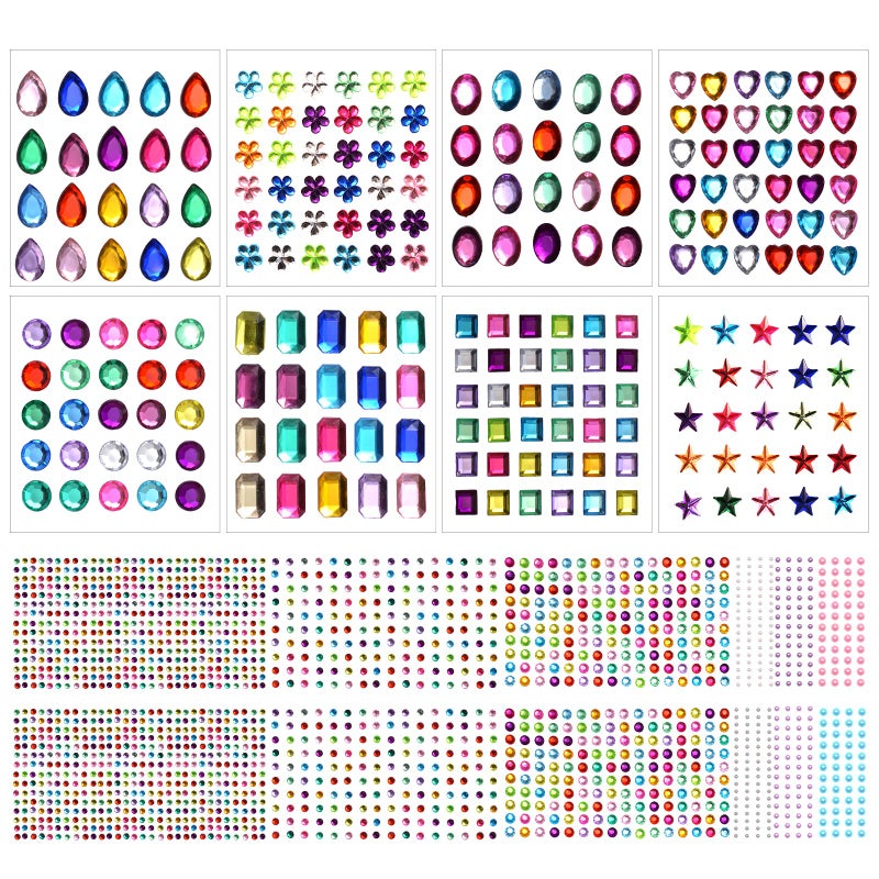 QUEENTI 2102pcs Gems Stickers, Self Adhesive Gems for Crafts Bling Rhinestones for Crafts, Assorted Shapes Jewels Rhinestones Stickers, Muticolor - Image 3