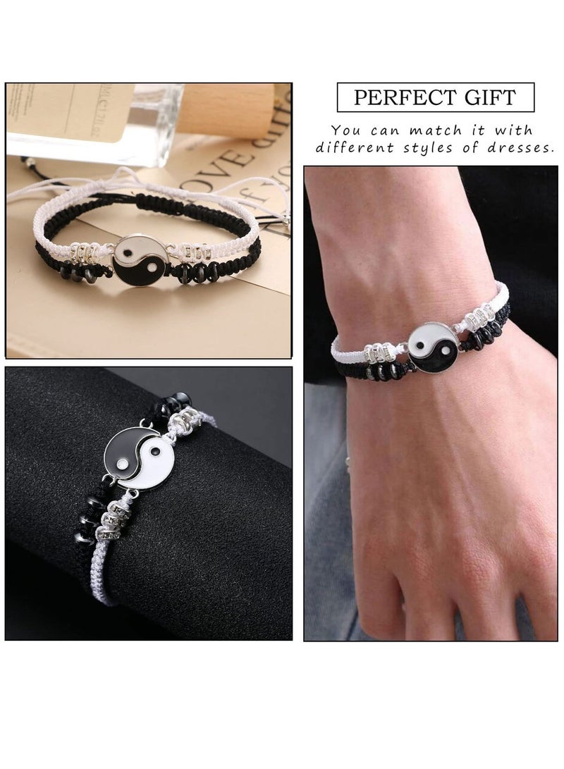 SYOSI Matching Yin Yang Necklace Set for Couples and Best Friends  Adjustable Cord Relationship Bracelets for bo yfri end and gi rlfri en d  Great Gifts for Women Teen Girls and Alloy 6PCS - Image 5