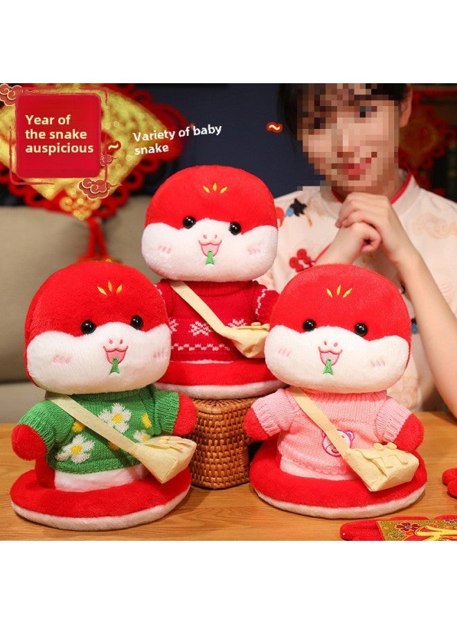 Year Of The Snake Mascot Doll Zodiac Snake Plush Toy Dress Snake Baby Doll Annual Meeting Gift Year Gift-Specifications:Small Umbrella + Small Bag + Red Snake Baby-Color:Add Portable Gift Box  - Image 2