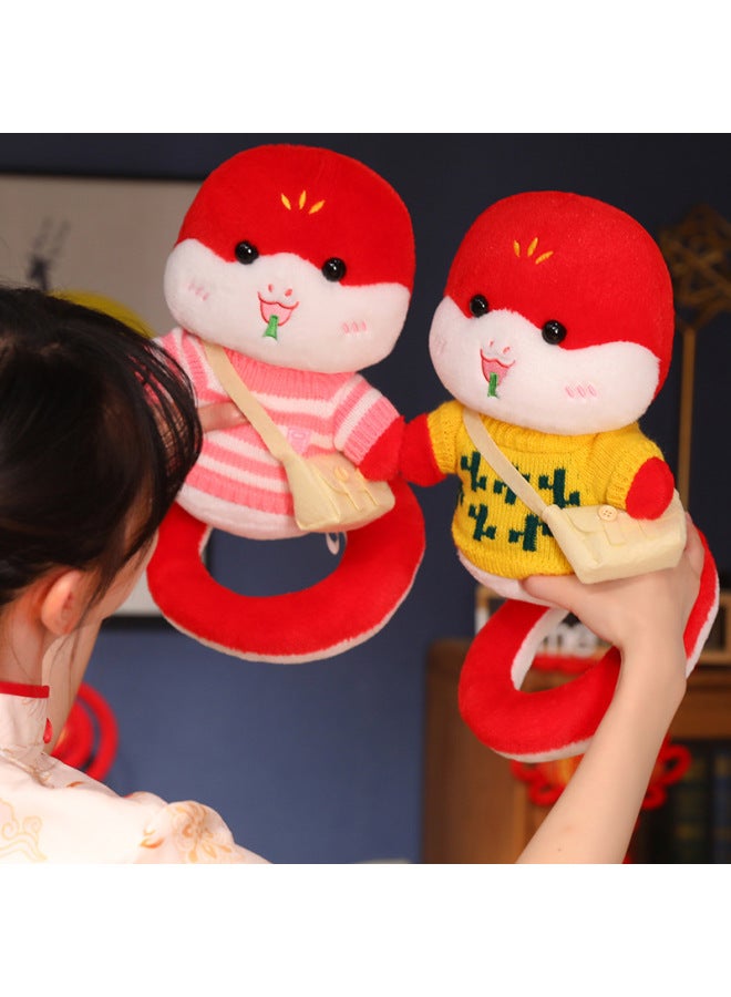 Year Of The Snake Mascot Doll Zodiac Snake Plush Toy Dress Snake Baby Doll Annual Meeting Gift Year Gift-Specifications:Small Umbrella + Small Bag + Red Snake Baby-Color:Add Portable Gift Box  - Image 3