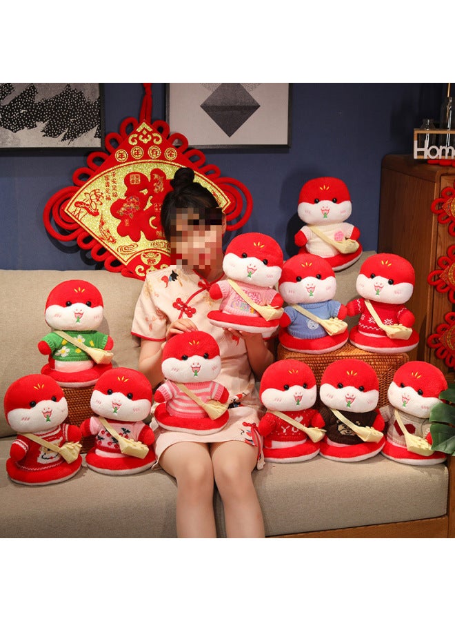 Year Of The Snake Mascot Doll Zodiac Snake Plush Toy Dress Snake Baby Doll Annual Meeting Gift Year Gift-Specifications:Small Umbrella + Small Bag + Red Snake Baby-Color:Add Portable Gift Box  - Image 5