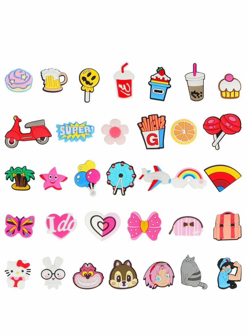 إكسفور سحر تزيين الأحذية 50 جهاز كمبيوتر شخصى عشوائي Jibbitz Charms Croc Accessories PVC سحر الأحذية لأحذية Crocs وأساور معصمه هدايا الحفلات للفتيات البالغات والنساء والأطفال - Image 4