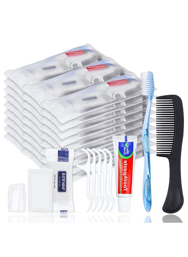 اتش كيو اس ال سوند 25 مجموعة من أدوات النظافة الشخصية من فرش الأسنان التي تستخدم لمرة واحدة مع معجون الأسنان ومشط الصابون وغطاء أدوات الزينة للنساء المشردين - Image 1