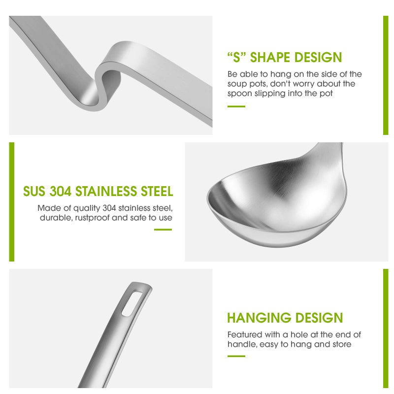 Patelai Hot Pot Slotted Ladle Set Stainless Steel Soup Ladle Strainer Scoops Cooking Skimmer Cookware Utensil for Hotpot Scooping Sauce Serving, 12 Inch(2 Pcs,Silver) - Image 3