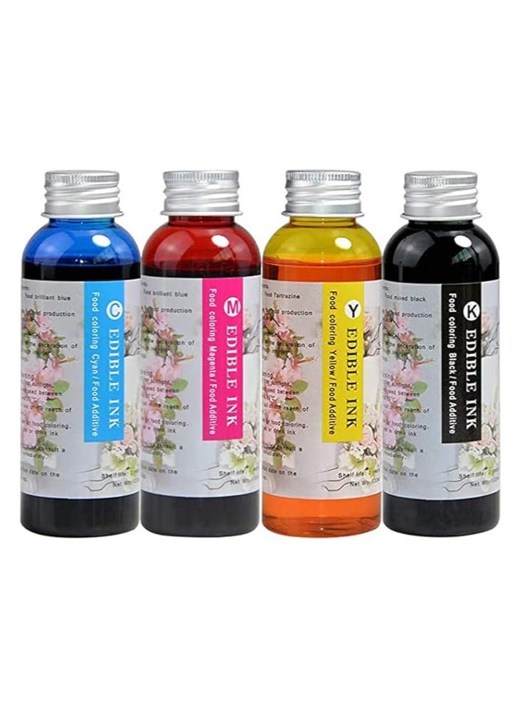 AVE-TECH Food Grade Refillable Bakery Ink 400ML Set for Ink Tank Printers 4 Colors Black Cyan Magenta Yellow 100ML Bottles Compatible with 80 Ink Cartridges for Home Office Everyday Use - Image 1
