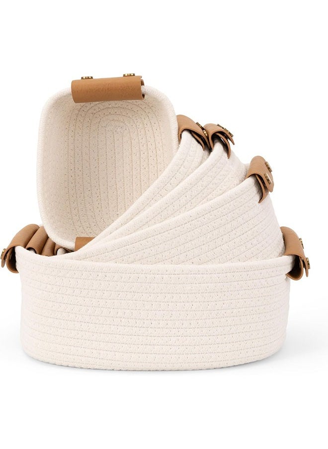 Arabest Storage Basket Set of 5 - Sturdy Cotton Rope Baskets for Shelves Are Perfect for Organizing Your Home - Quality Storage Bins Easily Fit With Any Nursery or Bedroom Decor  - Image 1
