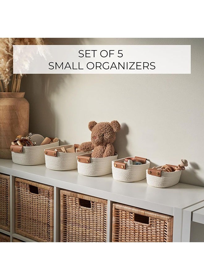 Arabest Storage Basket Set of 5 - Sturdy Cotton Rope Baskets for Shelves Are Perfect for Organizing Your Home - Quality Storage Bins Easily Fit With Any Nursery or Bedroom Decor  - Image 3