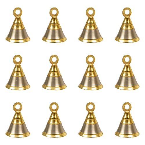 Spillbox Traditional Brass Bell/Ghanti for Pooja/Worship for Temple Home Decorative Brass Pooja Room Bells- Two Color (12) - Image 1