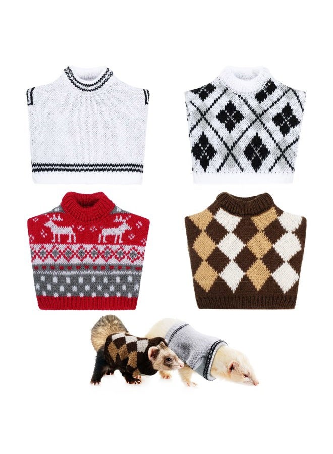 Saintrygo 4 Pieces Guinea Pig Clothes Costume for Guinea Pig Ferret Sweater Bunny Hamster Clothing Guinea Pig Outfits Small Animal Warm Vest Winter Pet Sweatshirt Rabbit Apparel Accessory Cosy T-Shirt - Image 1