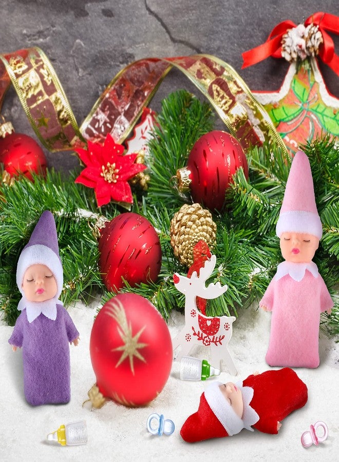 Aoriher 18 Pieces Tiny Doll Twins Set, 6 Christmas Dolls 6 Milk Bottles and 6 Doll Pacifiers, Mini Dolls Colorful Plush Cute Dolls for Christmas New Year Holiday Decoration(Classic Style) - Image 4