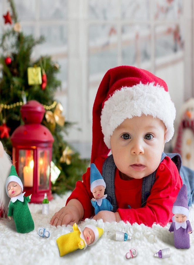 Aoriher 18 Pieces Tiny Doll Twins Set, 6 Christmas Dolls 6 Milk Bottles and 6 Doll Pacifiers, Mini Dolls Colorful Plush Cute Dolls for Christmas New Year Holiday Decoration(Classic Style) - Image 5