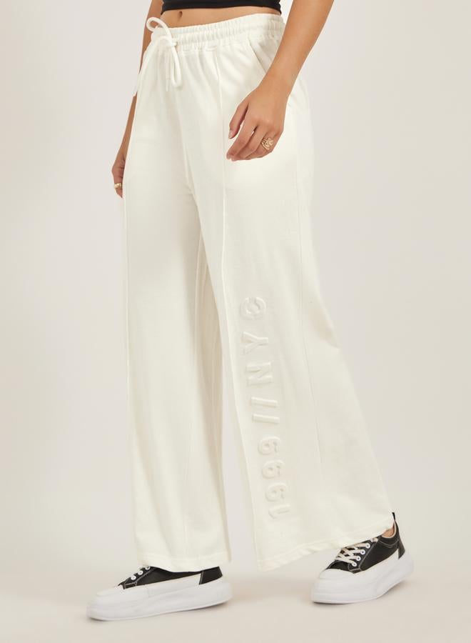 Styli Embossed Hem Wide Leg Joggers with Drawstring Waist - Image 2