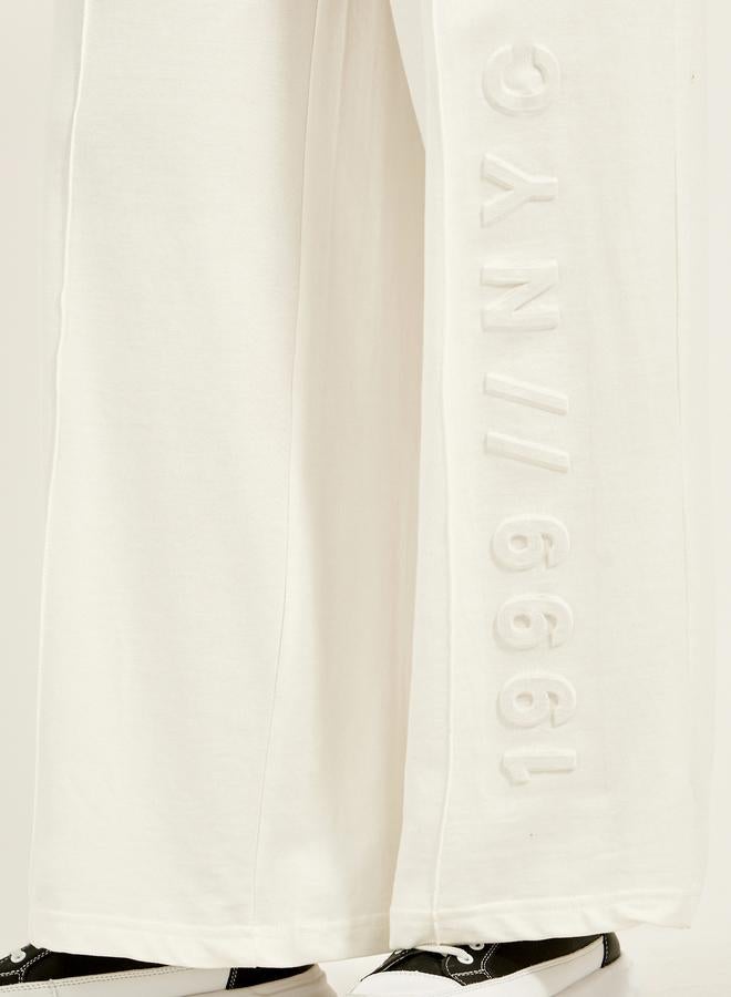 Styli Embossed Hem Wide Leg Joggers with Drawstring Waist - Image 4
