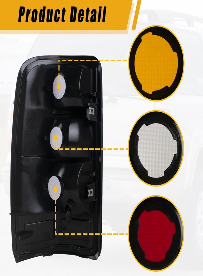Boine Tail Light Compatible With 2000 2001 2002 2003 2004 2005 2006 Chevy Tahoe Suburban 1500 2500 GMC Yukon Driver and Passenger Side Rear Light Brake Lamps (OE-Black Edge Clear Lens) - Image 3
