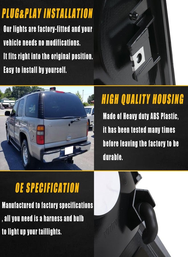 Boine Tail Light Compatible With 2000 2001 2002 2003 2004 2005 2006 Chevy Tahoe Suburban 1500 2500 GMC Yukon Driver and Passenger Side Rear Light Brake Lamps (OE-Black Edge Clear Lens) - Image 4
