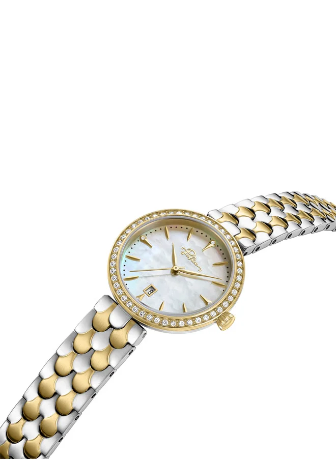 بوليس Ophidia Women’s 28mm Watch with Champagne Mother-of-Pearl Dial, Gold Indexes & 316L Stainless Steel Bracelet