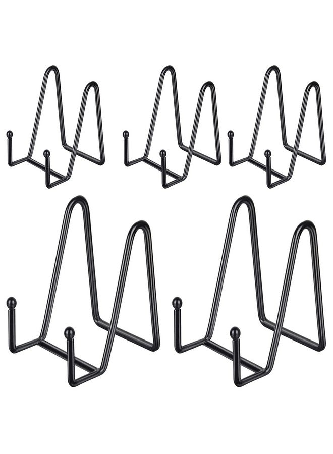 IBosins IBosins 5 Pack 4 Inch Plate Holder Display Stands, Metal Black Frame Stand for Picture, Book, Photo Easel, Creation, Collectibles  - Image 1