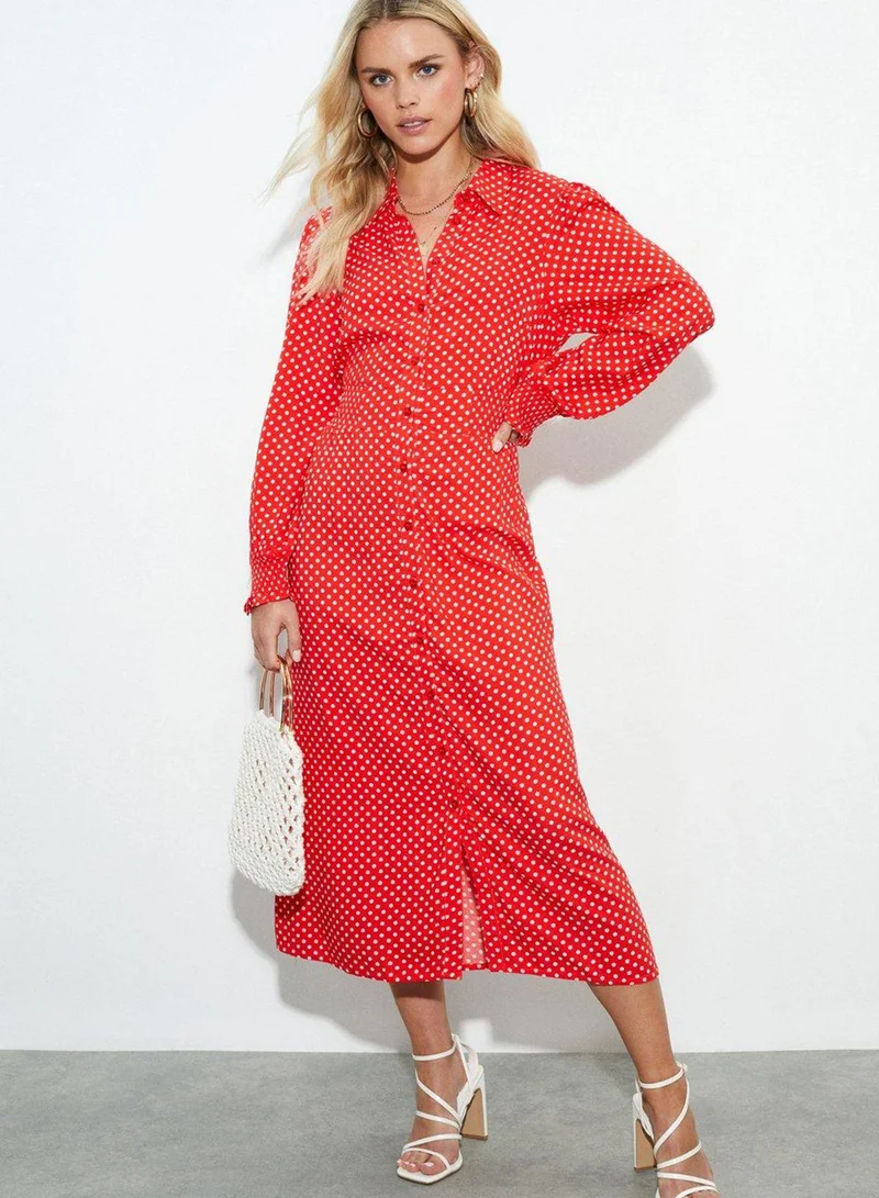 DOROTHY PERKINS Puff Sleeve Front Slit Dress
