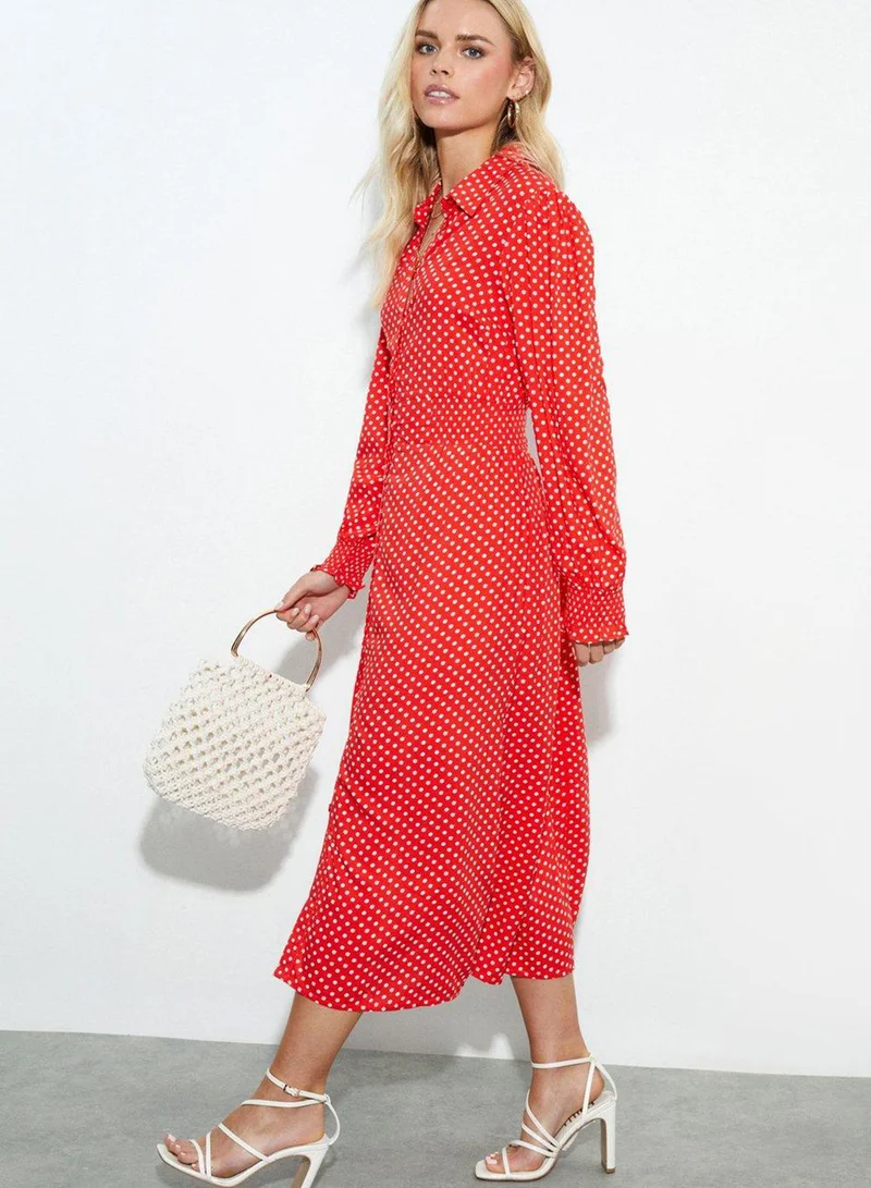 DOROTHY PERKINS Puff Sleeve Front Slit Dress