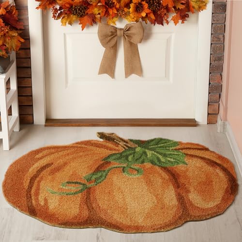 WILLBOND Fall Door Mat Pumpkin Rug Fall Welcome Mat Pumpkin Coir Doormat 16 x 28 Inch Non Slip Reusable Heavy Duty Doormat for Indoor Outdoor Entrance Bathroom Porch Thanksgiving Autumn Decor - Image 1